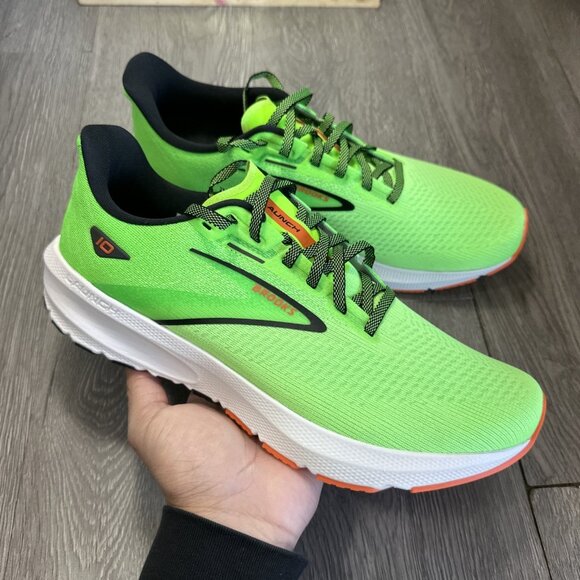 Size 9 - Brooks Launch 10 Volt Green Orange Running Shoe Men SAMPLE main image 6